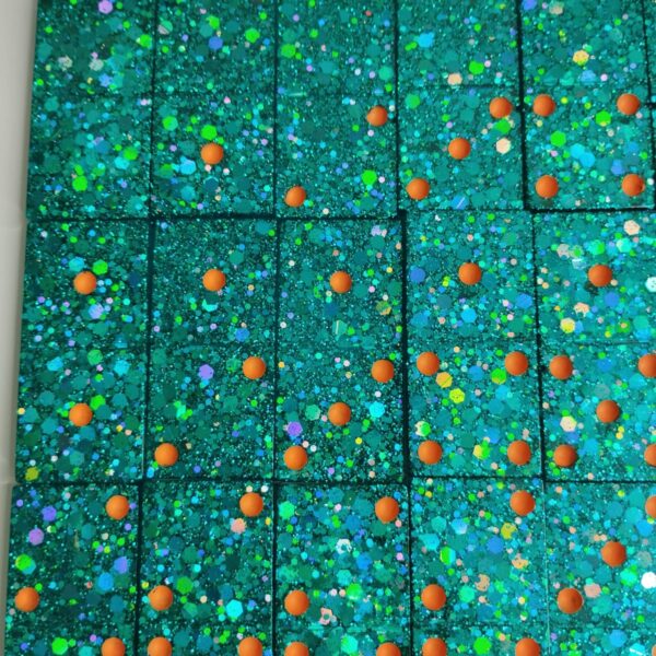 "Set de dominos artistiques vert et orange en résine époxy"