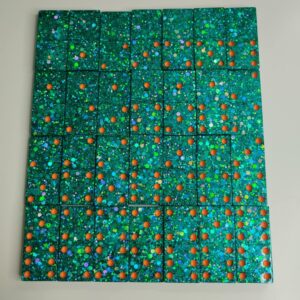 "Set de dominos artistiques vert et orange en résine époxy"