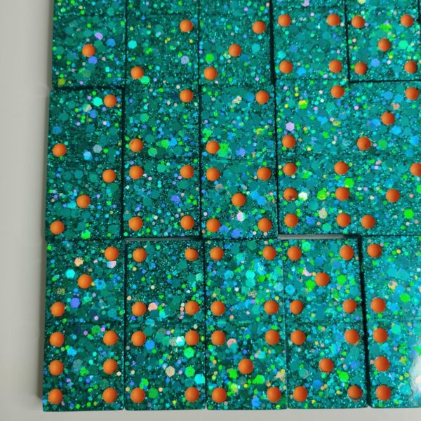 "Set de dominos artistiques vert et orange en résine époxy"