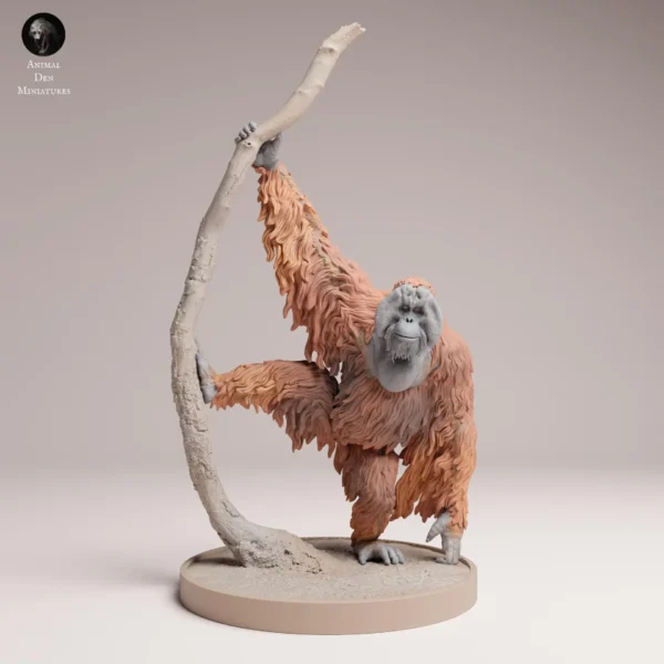 Figurine d'orang-outan en résine, échelle 1/24, modèle à peindre, idéale pour dioramas, design réaliste et détaillé.