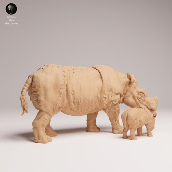 Figurines de Rhinocéros en Résine 1/24 - Réalisme et Émotion