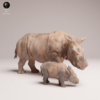 Figurines de rhinocéros en résine à l'échelle 1/24, détails réalistes, à peindre, parfaites pour dioramas et collections.