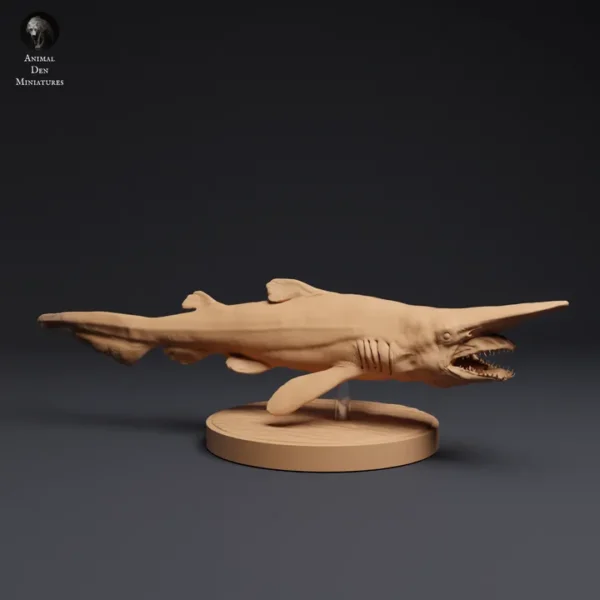 Figurine requin gobelin en résine 3D à l'échelle 1/32, prête à peindre, idéale pour collectionneurs et dioramas réalistes.