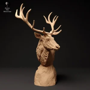 Buste de cerf en résine 3D à l'échelle 1/16, idéal pour collectionneurs et dioramas réalistes.