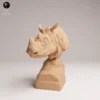 Buste de rhinocéros de Sumatra en résine 3D à l'échelle 1/16, idéal pour collectionneurs et dioramas réalistes.