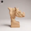 Buste de rhinocéros de Sumatra en résine 3D à l'échelle 1/16, idéal pour collectionneurs et dioramas réalistes.