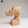 Buste de rhinocéros de Sumatra en résine 3D à l'échelle 1/16, idéal pour collectionneurs et dioramas réalistes.