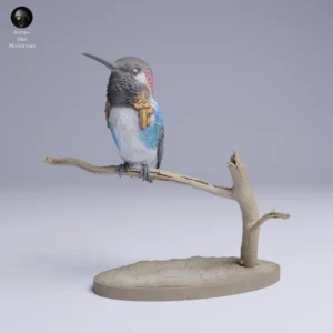 Figurine d'un colibri abeille sur un arbre, 35mm x 54mm, parfaite pour dioramas et modélisme.