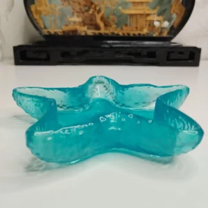 Vide-poche en forme d'étoile de mer avec couleur turquoise transparente, parfait pour ranger des petits objets.