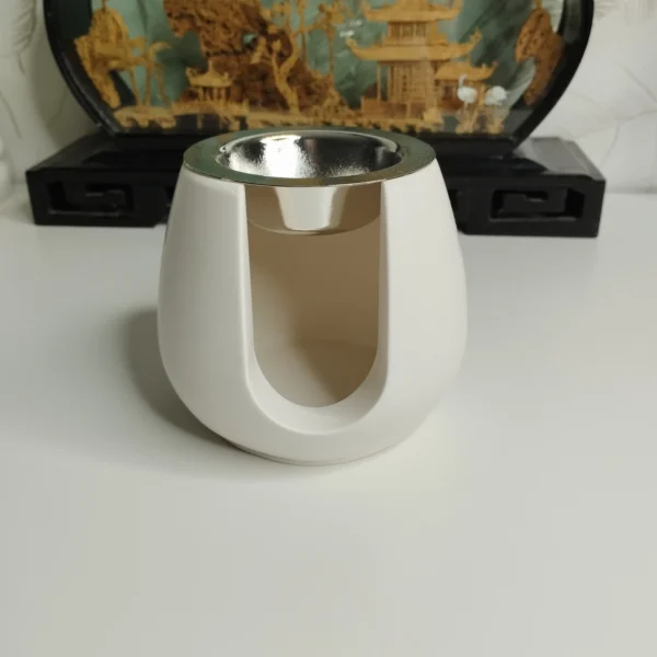 rûleur d'encens en jésmonite blanc moderne, design minimaliste.