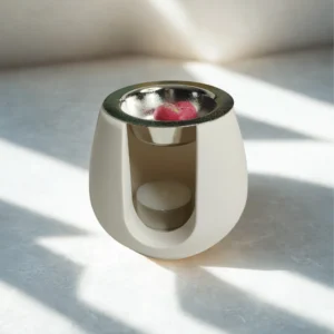 rûleur d'encens en jésmonite blanc moderne, design minimaliste.