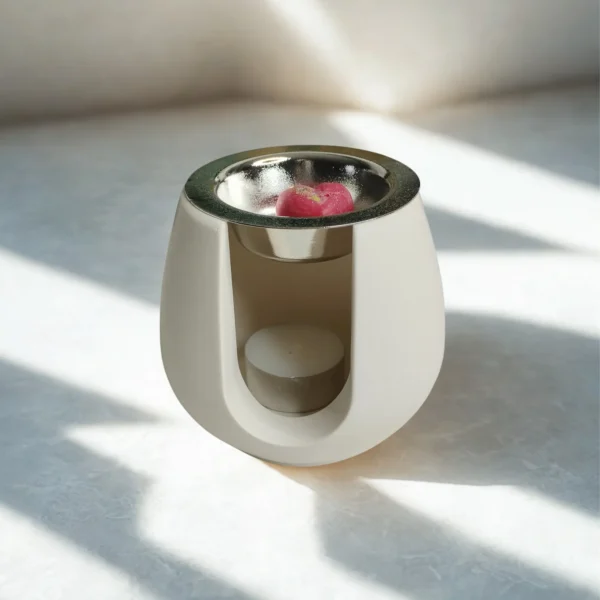 rûleur d'encens en jésmonite blanc moderne, design minimaliste.