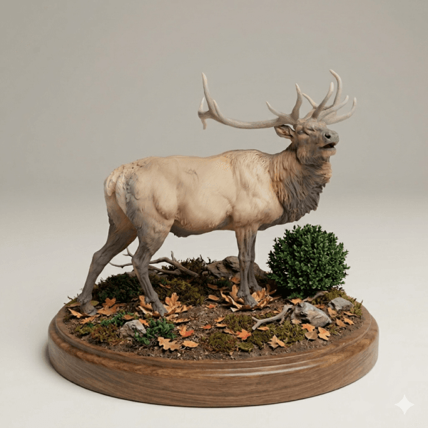 Diorama réaliser avec une figurine de Cerf