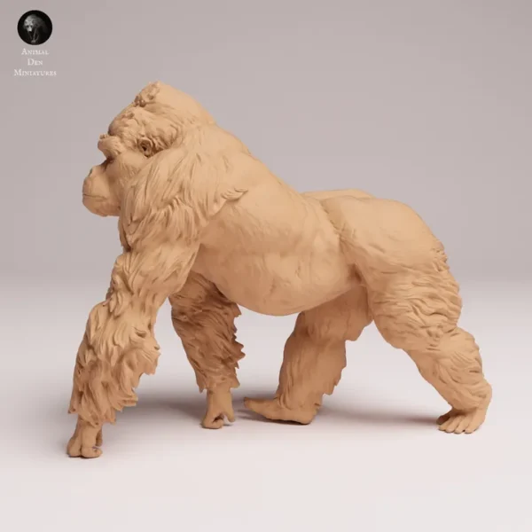 Figurine gorille dynamique, musculature et fourrure texturée, modélisme