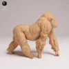 Figurine gorille dynamique, musculature et fourrure texturée, modélisme