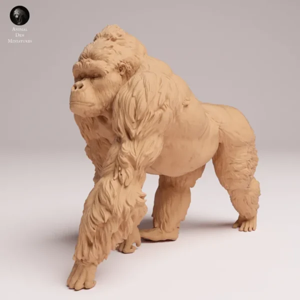 Figurine gorille dynamique, musculature et fourrure texturée, modélisme