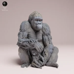 Figurine gorille adulte tenant un bébé, échelle 1/24, détails réalistes