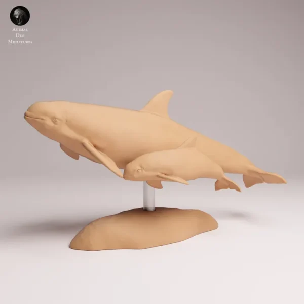 Figurine en résine de dauphin et son petit, sculptée avec précision, échelle 1/16