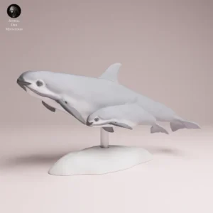 Figurine en résine de dauphin et son petit, sculptée avec précision, échelle 1/16