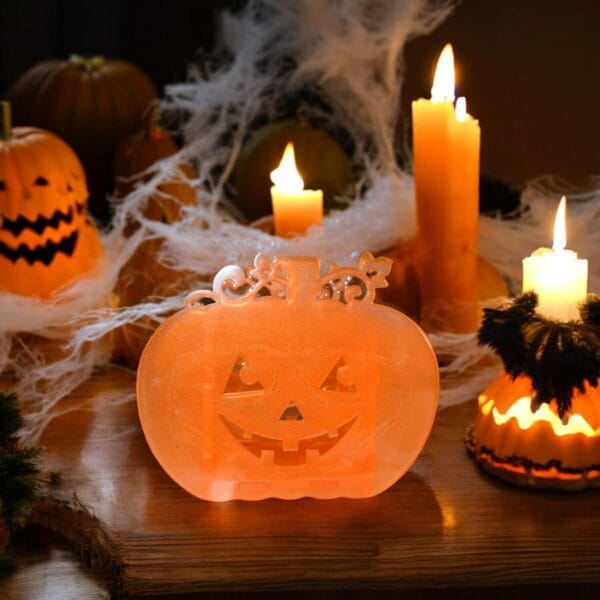 Bougeoir citrouille résine époxy orange pour Halloween Idée cadeau Halloween : bougeoir citrouille résine, décorations automnales originales