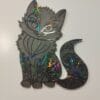 Décoration murale chat en résine époxy avec effet holographique 3D, design tribal élégant
