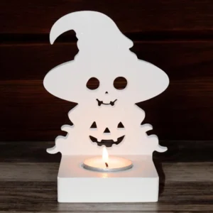 Bougeoir Jesmonite Halloween – Design unique avec chapeau pointu et citrouille