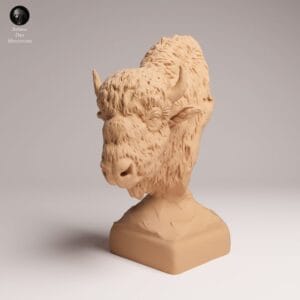 Buste bison résine échelle 1/16 avec détails fourrure et cornes