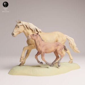 Socle plaine pour figurine de jument et poulain cheval Mustang en résine