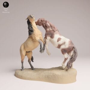 Socle terrain rocheux pour figurine Mustangs en combat, échelle 1/24