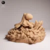 creation-decor-marin-pieuvre-profil Profil d'une grande pieuvre miniature prête pour la création d'un décor de fond marin. La posture dynamique donne la forte impression que l'animal nage juste au-dessus du récif.