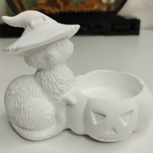 porte bougie chat citrouille résine acrylique décoration automnale