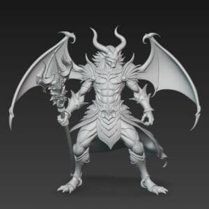 démon ailé 42 mm sceptre imposant ailes écaillées D&D