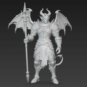 guerrier ailé 48 mm résine SLA armure ornée lance détaillée D&D