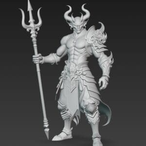 Miniature Seigneur Abyssal 63 mm en résine SLA, trident et cornes massives