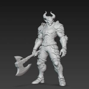 figurine démon cornu guerrier 52 mm résine SLA pour D&D et Warhammer
