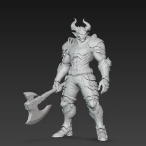 figurine démon cornu guerrier 52 mm résine SLA pour D&D et Warhammer