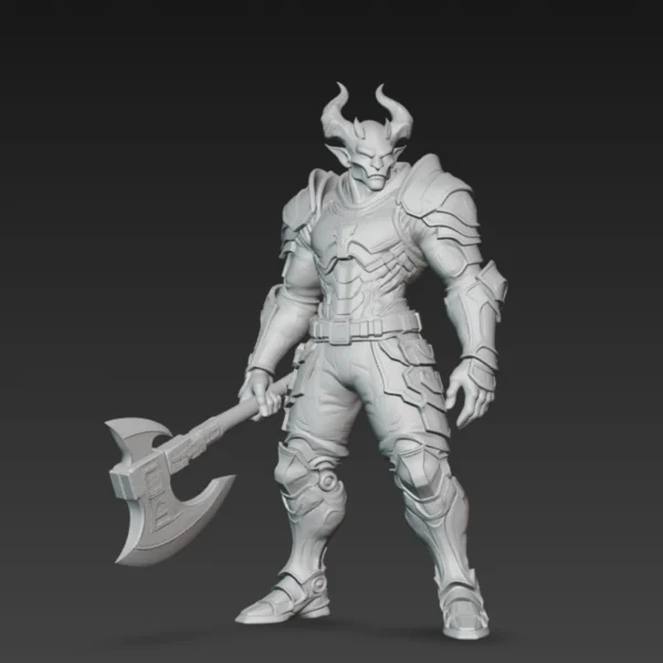 figurine démon cornu guerrier 52 mm résine SLA pour D&D et Warhammer
