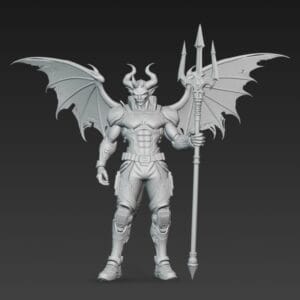 figurine démon cornu 65 mm résine SLA D&D ailes chauve-souris