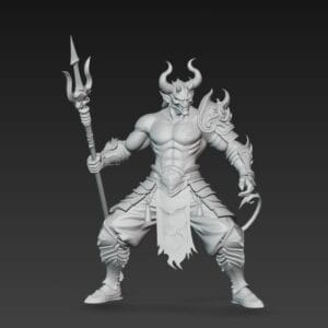 Figurine "Démon des Abysses" en résine SLA, 56 mm, tenant un trident ornementé