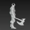 miniature démon guerrier 52 mm hache double à peindre pour diorama