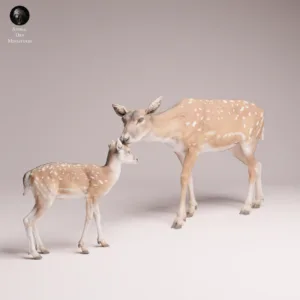 biche et faon échelle 1/24 résine SLA collection nature
