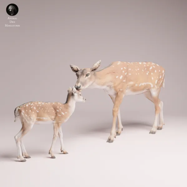 biche et faon échelle 1/24 résine SLA collection nature