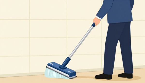 Image d'une personne utilisant le Fila CR10 pour nettoyer un mur carrelé