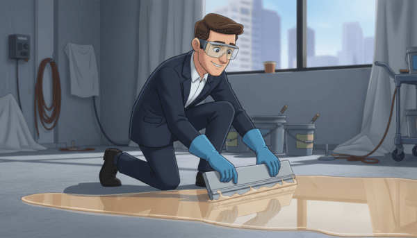 Image d'un professionnel appliquant de la résine époxy sur un sol