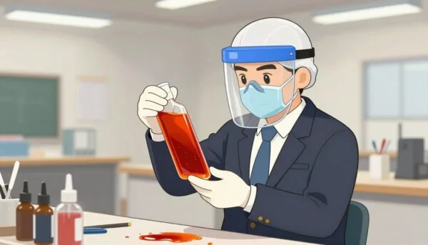 Image of a person wearing protective gear while handling epoxy resin
