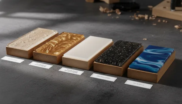 Image of various resin types for wooden stairs