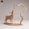 Figurine cerf et arbre stylisé échelle 1/24 pour diorama et tabletop
