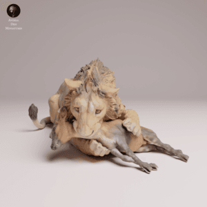 Lion 1/24 en résine avec antilope pour diorama et modélisme