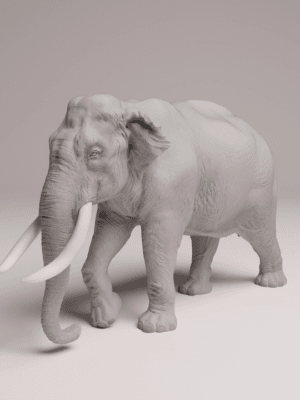 Éléphant d’Asie miniature 1/32 en résine pour modélisme