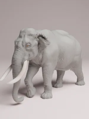 figurine-elephant-asie-profil Une figurine éléphant d'Asie à peindre, vue de profil, montrant l'animal avec une patte avant délicatement levée en position de marche lente.